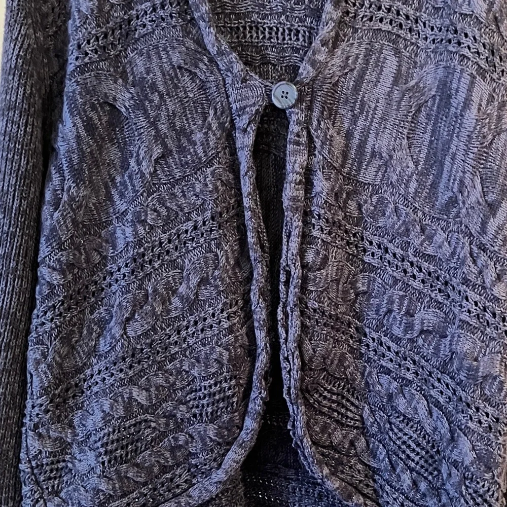 Sonoma Women’s Cable Knit Hooded 1 button Blue/Grey XL Longsleeve Cardigan